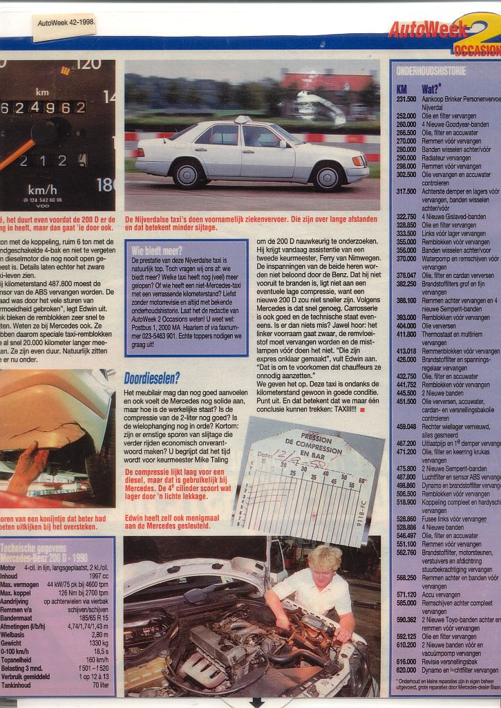 Autoweek Klokje rond W124 Deel 2